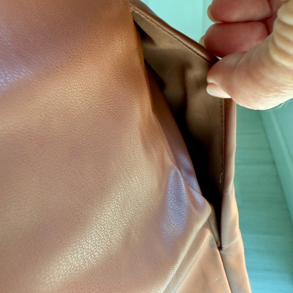 Women's Brown Pleather Shorts - Picture 4 of 6